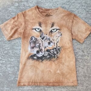 Y2K The Mountain Kids/Youth Tie Dye Tan Brown Cougar Pack Cougar Eyes, Sz M‎